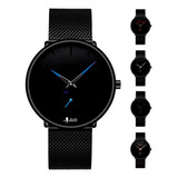 Reloj Crrju Hombre Diseño Ejecutivo Premium Color De La Correa Negra Con Azul