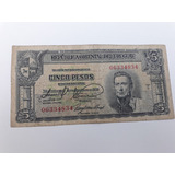 Billete 5 Pesos Uruguayo Usado 1939 Ver Fotografías