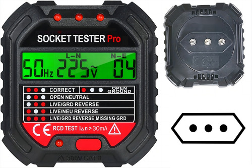 Probador Diferencial Tester De Enchufes Con Enchufe Tierra