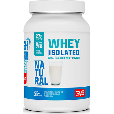 100% Whey Protein Isolada 900g Sabor: Natural - Proteína 100% Pura Adoçado Naturalmente Com Estévia - 3vs Nutrition