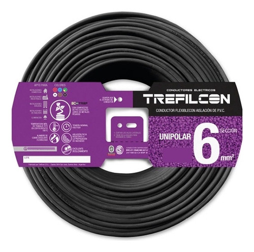 Cable Unipolar Trefilcon Unipolar 1x6mm 1x6mm² Negro X 100m