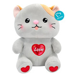 Gato De Peluche Amor 23 Cm Corazón Kawaii Regalo