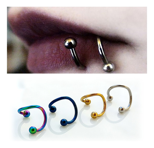 Piercing Espiral S, Labio, Oreja, Nariz, Acero, 2 Piezas