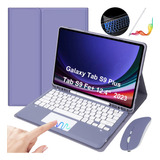 Teclado Mouse+lápiz P/galaxy Tab S9plus/s9 Fe+ 12.4 Púrpura