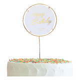 Deco Art / Cake Topper Happy Birthday Dorado/ 5 Set De 6 Pz