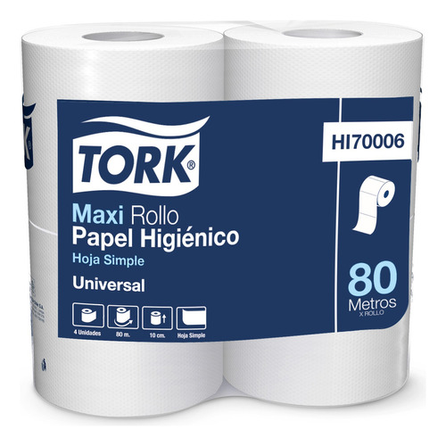 Papel Higiénico Tork Universal Simple Hoja 80 M De 4 U Pack X 6