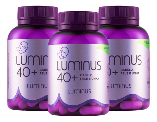 Luminus Hair 40+ - 3 Potes Cápsula Vegano