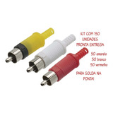 Kit Com 150un Plug Rca Plástico Amarelo Branco E Vermelho