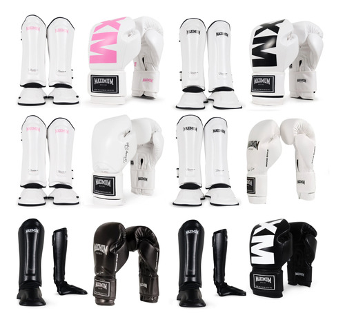 Kit Par Luva E Caneleira Maximum Boxe Muay Thai Kickboxing