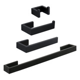 Set De 4 Accesorios Para Baño Acero Inoxidable Negro Mate 16