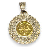 Dije Plata Y Oro Medalla San Benito Con Guarda Redonda