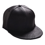 Gorra De Béisbol De Cuero De Pu Negra Casual Unisex Hebilla