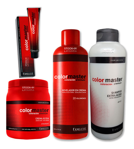 20 Tinturas Color Master+agua+shampoo Acido+mascara-fidelite