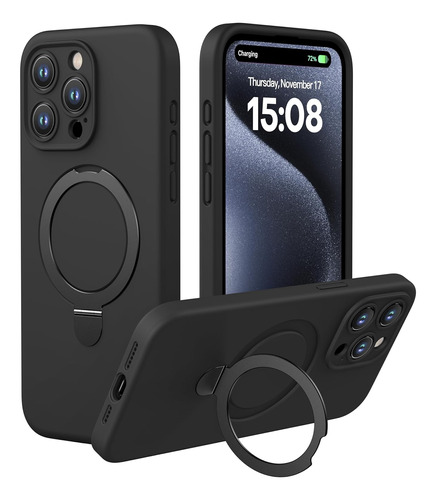 Funda Para iPhone 15 Pro Max De Silicona Con Stand Magnetico