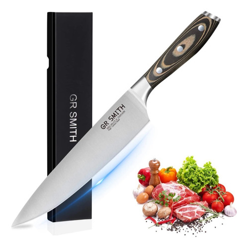 Cuchillo Chef Profesional Alto Carbono Mango Madera