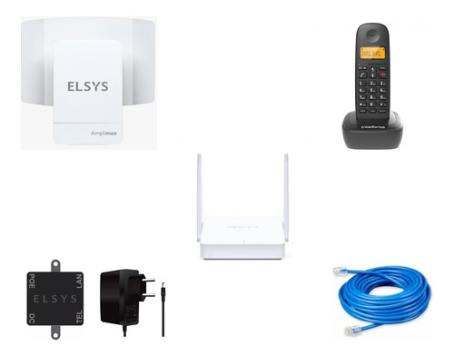 Kit Internet Rural Amplimax 4g + Tel Sem Fio Id + Roteador