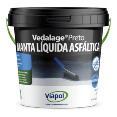Manta Líquida Viapol Vedalage Plus 3,6L Asfáltica Preta | MercadoLivre