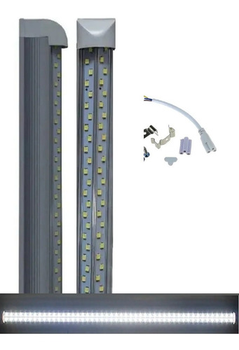 10 Lampara Tubo Barra Doble Led Canaleta Aluminio 48w 120 Cm