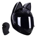 T Casco De Motocicleta Con Orejas De Gato For Mujer, Cara