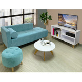 Set Chaise Long, Puff, Mesa Tv Y Mesa De Centro Dko Cf-06