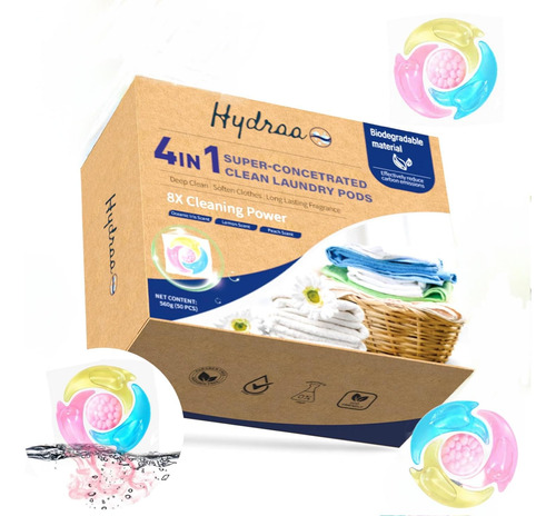 Hydraa 4 En 1 Cápsulas De Detergente Para Ropa Orgánico | 50