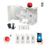 Alarma Vecinal Wifi 4 Controles 1 Boton Estrobo Sirena 30w