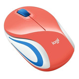 Mini Mouse Logitech M187 Wireless Sem Fio Coral Laranja