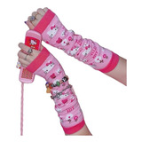 Guantes Sin Dedos Hello Kitty Rosa Kawaii Niña Mujer