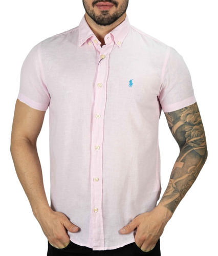 Camisa Linho Masculina Manga Curta