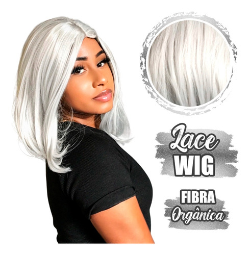 Peruca Wig Fibra Orgânica Curta Uso Diário Platinada