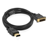 Cabo Hdmi Para Dvi 2 Metros Gold Trançado Original Blindado