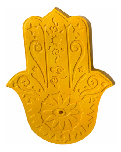 Porta Sahumerios Artesanal Mano De Fátima - Hamsa Amarillo