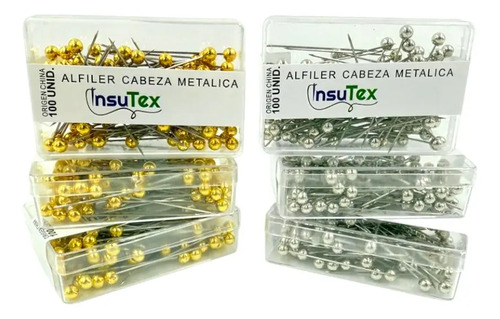 Alfileres Con Cabeza Metalizada X 100 Unidades
