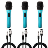 3 Micrófonos Dinámicos Para Karaoke Para Voces + Cable Combo