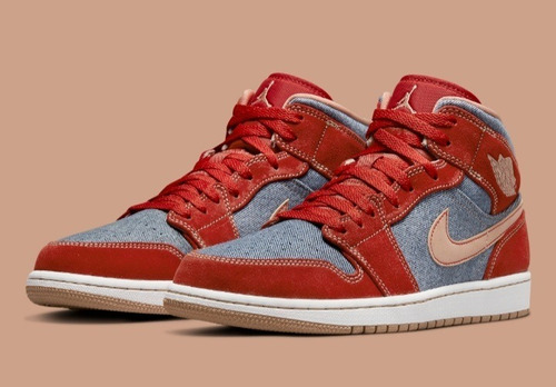 Air Jordan 1 Mid Denim Red Talla 26.5, 27cm