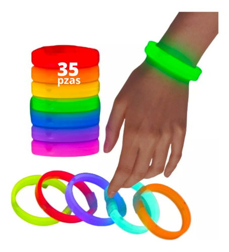 35 Brazaletes Neón Glow Stick Barita Pulsera Batucada Fiesta