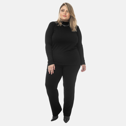 Conjunto Plus Size Casual Calça E Blusa Gola Alta 1209-1210