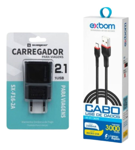 Carregador Para Motorola Moto G6 Play Cabo Usb V8 E Fonte