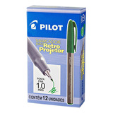 Caneta Marcador Verde Retroprojetor Pilot 1.0mm Caixa 12 Un.