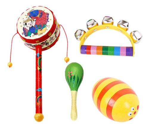 4x Instrumentos Musicales De Madera Montessori Juguetes