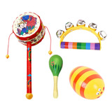 4x Instrumentos Musicales De Madera Montessori Juguetes