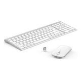 Mouse+teclado Inalámbrico Ultrafino,portátil,blanco/plateado