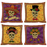 Fundas De Almohada Calaveras De Azúcar Dia De Muertos,...