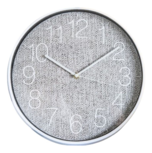 Reloj De Pared Marco Blanco Fondo Gris 30cm Diam
