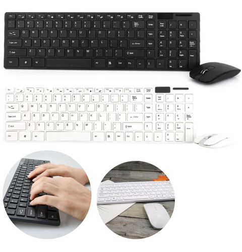 Kit Teclado Mouse Sem Fio Slim Computador Notebook Wireless