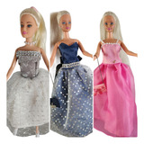 Ropa Muñeca Barbie O Similar Pack 5 Vestidos Fiesta Surtidos