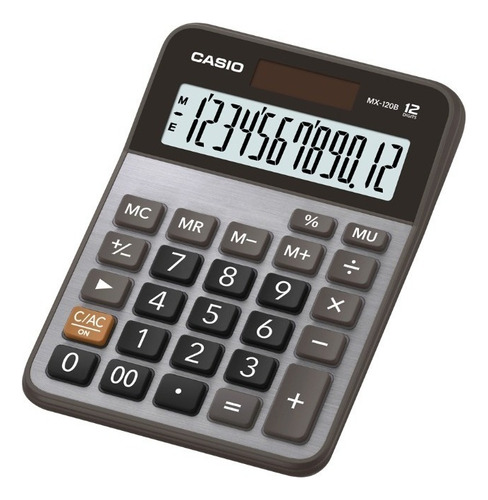 Calculadora De Escritorio Casio Mx-120b 12 Digitos Pila Sol Color Gris Oscuro