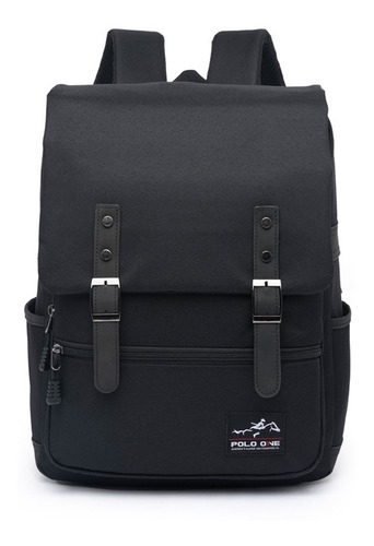 Mochila Polo One Impermeável  Reforçada Notebook Escolar Trabalho Cor Preto 13 L