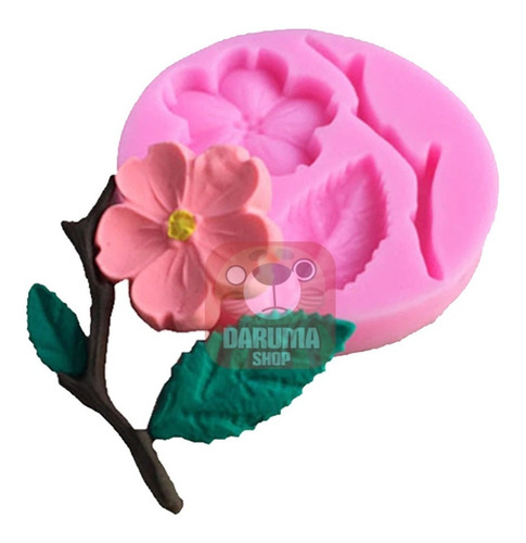 Molde Silicona Flor Cerezo Rama Hojas Porcelana Fria Fondant