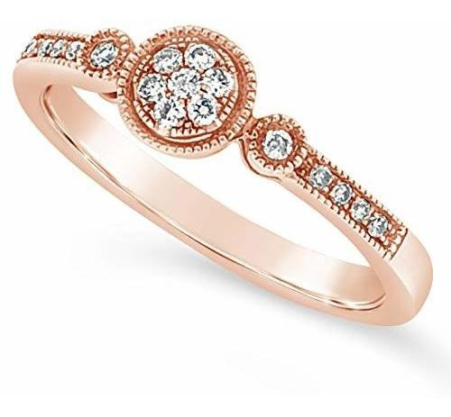 Anillo Compromiso Diamante Oro Rosa 10k